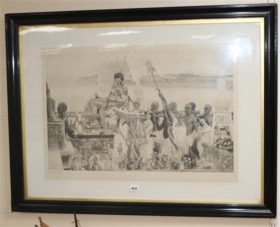 After Lawrence Alma-Tadema (1836-1912), a signed engraving, The Finding of Moses, 50 x 77cm (plate)